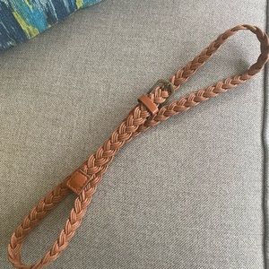 Braided Faux Leather Belt Light Brown Bronze Buckle Size Large NWOT